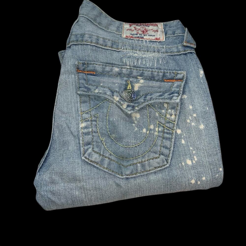 True Religion Womens Distressed Light Wash Jeans Size 24 Cameron USA Made - Picture 5 of 7